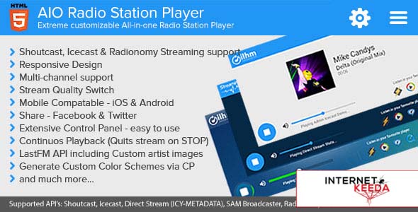 206-AIO Radio Station Player - Shoutcast and Icecast