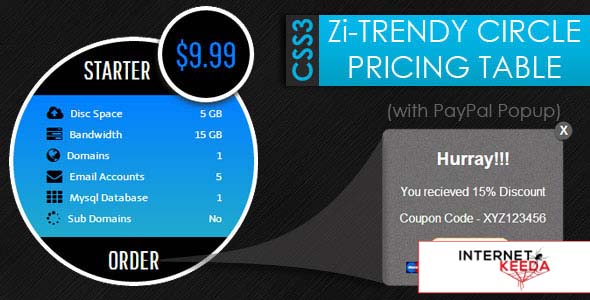 320-CSS3 Zi-Trendy Cirlce Pricing Tables + Paypal PopuP