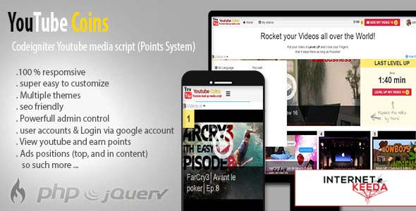 341-YouTube Coins - (Media Script + Points System)