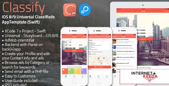 857-Classify - iOS 8/9 Universal Classifieds App Template (Swift)