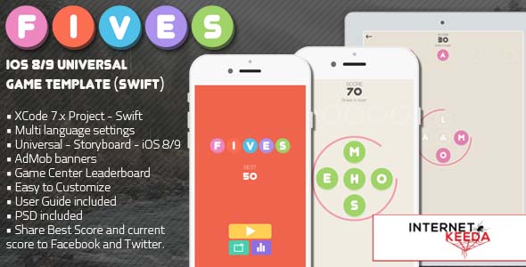 1067-FIVES - iOS Multi Language Word Game Template (Swift)