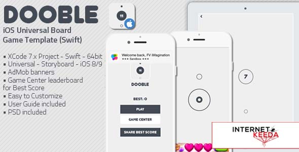 1077-DOOBLE - iOS Universal Game Board Template (Swift)