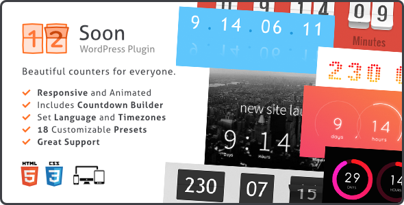 1105-Soon Countdown Pack v1.8.1 - Responsive WordPress Plugin