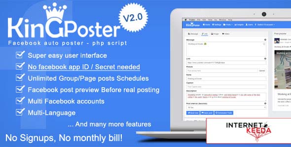 2063-King poster v2.2.3 - Facebook multi Group / Page auto post - PHP script