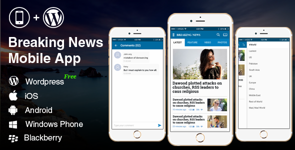 2390-Full Android, iOS Mobile Application - Breaking News 2 Blue