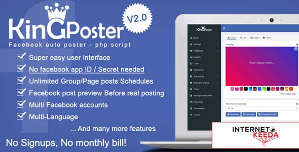 2564-King poster v2.3.8 - Facebook multi Group / Page auto post - PHP script