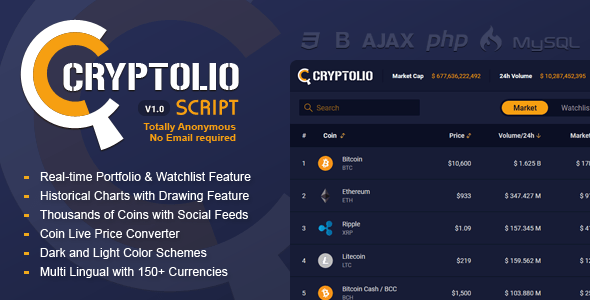 3312-Cryptolio - Realtime Cryptocurrency Market Prices, Charts, Portfolio