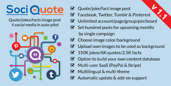 3482-SociQuote v1.1 - Quotes/Jokes/Facts Image Post in Auto-Pilot