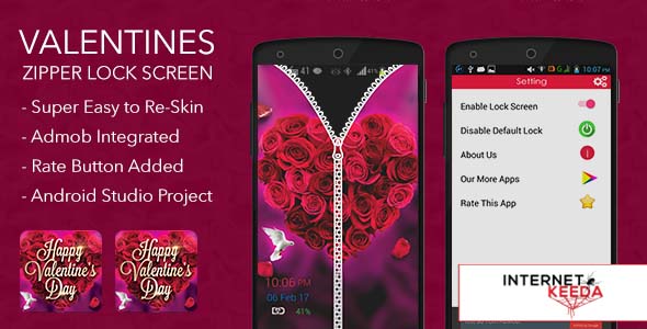 3801-Valentines Zipper Lock Screen with Admob