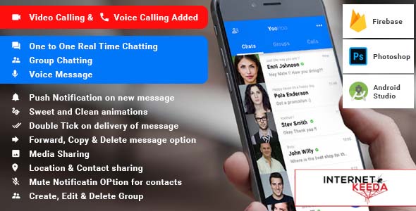 4354-YooHoo v5.0 - Android Chatting App with Voice/Video Calls, Voice messages + Groups -Firebase | 