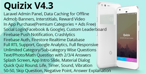 4288-Quizix v4.3 - Android Quiz App with AdMob, FCM Push Notification, Offline Data Caching