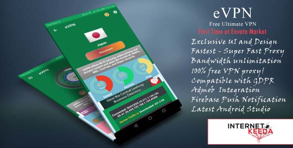 4859-eVPNv2.1 - Free Ultimate VPN | Beautiful UI, Admob, Push Notification