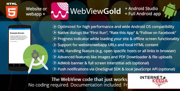 6175-WebViewGold for Android v4.4 – WebView URL/HTML to Android app + Push, URL Handling, APIs & muc