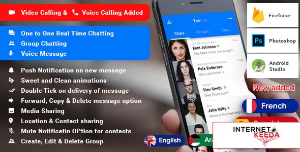 5041-YooHoo v5.3 - Android Chatting App with Voice/Video Calls, Voice messages + Groups -Firebase | 