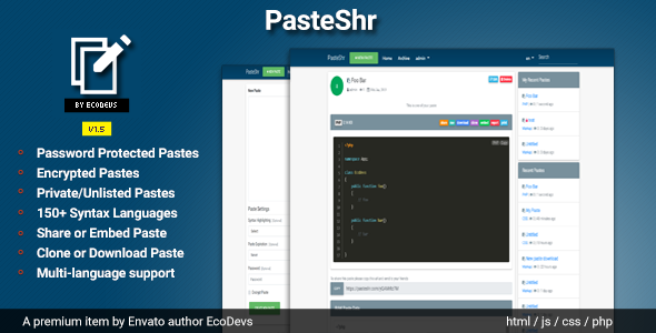 5381-PasteShr v1.5 - Text Hosting & Sharing Script