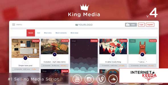 5527-King Media v4.1 - Viral Video, News, Image Upload and Share - 