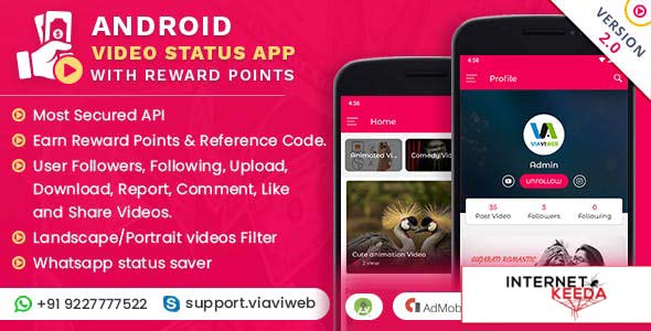 5863-Android Video Status App With Reward Points (WA Status Saver) v2.0