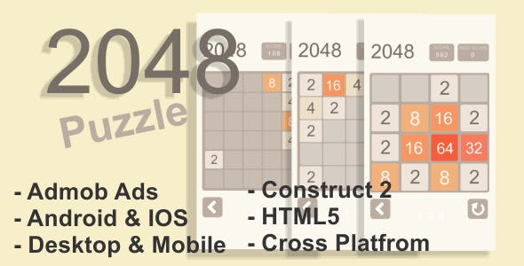 6230-2048 Puzzle - HTML5 Desktop & Mobile Game + AdMob