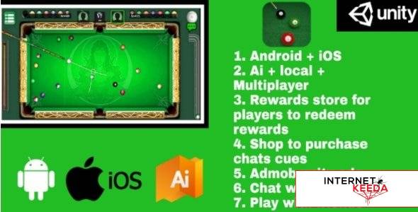 9379-Billiards Multiplayer v1.0 – 8 Ball Pool (With AI and reward store) Android + IOS