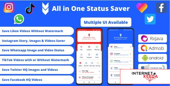 9594-All in One Status Saver v6.0 - Likee, Whatsapp, FB, Instagram, TikTok, Twitter + Admob & Facebo