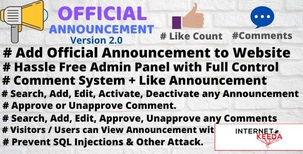 9764-Official Announcement Snippet with Admin Panel v2.0