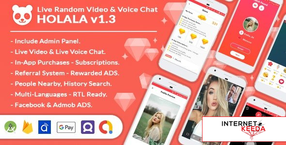 10142-HOLALA v1.3 - Live Random Video - Voice Calls + Admin Panel + In-App Purchases + Rewarded Ads