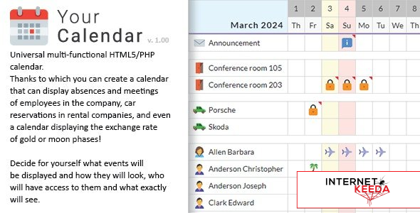 10288-Your Calendar v1.0 - Universal multi-functional calendar. Team, rental, multipurpose calendar