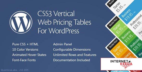 10665-CSS3 Vertical Web Pricing Tables For WordPress v1.8