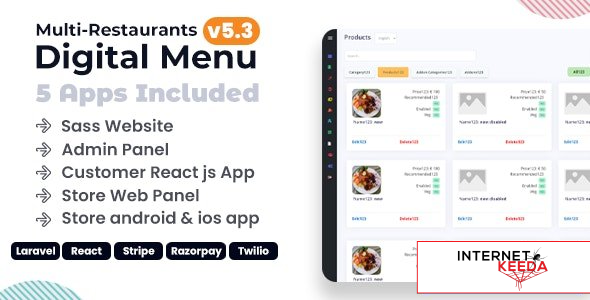 10954-Chef v5.3 - Multi-restaurant Saas - Contact less Digital Menu Admin Panel with - React Native 