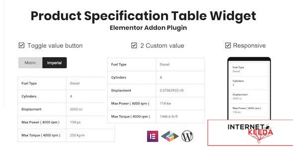 11247-Product Specification Table Widget For Elementor v1.0