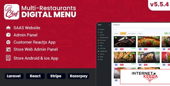 11275-Chef v5.5.4 - Multi-restaurant Saas - Contact less Digital Menu Admin Panel with - React Nativ