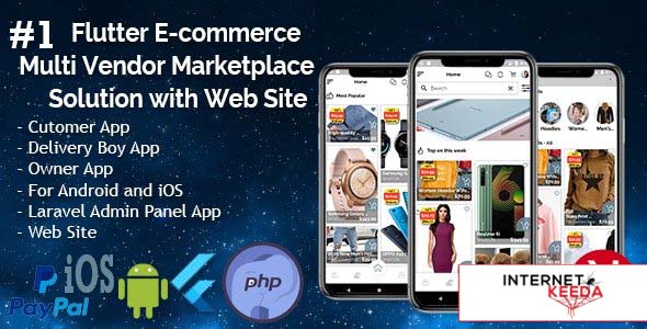 11286-Flutter E-commerce Multi Vendor Marketplace Solution with Web Site (3Apps+PHP Admin Panel+Web 