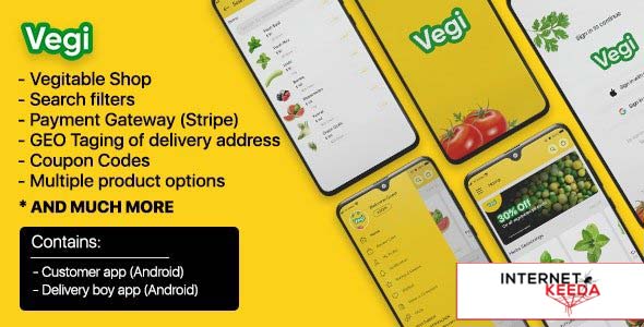 11336-Vegi v1.0 - The Ultimate Grocery - Food - Milk Ordering app with Delivery boy & Admin : Androi