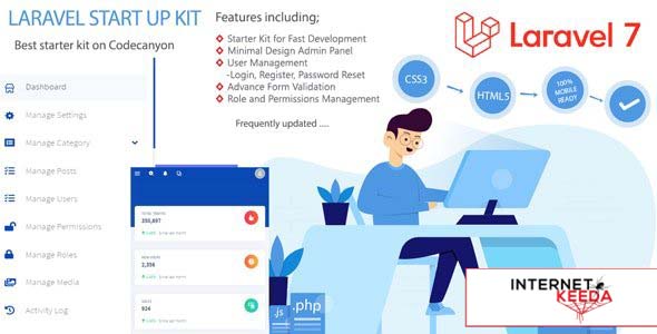 11706-Laravel Bootstrap Starter Kit v1.0 - User Manager, Role, Permission, CRUD, Media Library and M