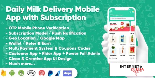 12166-Dairy Products, Grocery, Daily Milk Delivery Mobile App with Subscription v1.0 - Customer & De