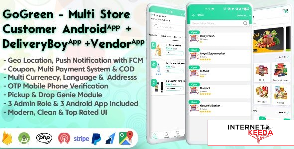 12980-GoGreen v1.6 - Food, Grocery, Pharmacy Multi Store(Vendor) Android App with Interactive Admin 