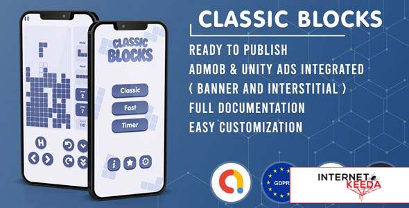 13320-Classic Blocks Tetris v1.0 - Admob + GDPR + Unity Ads