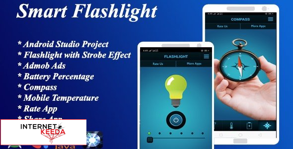 14657-Smart Flashlight + Strobe Effect With Battery Percentage + Temperature + Composs v1.0