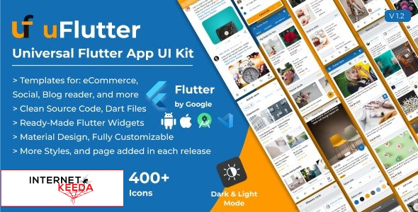 14975-uFlutter v1.3 - Universal Flutter UI Kit - Biggest Kit Widgets & Templates Multipurpose Flutte