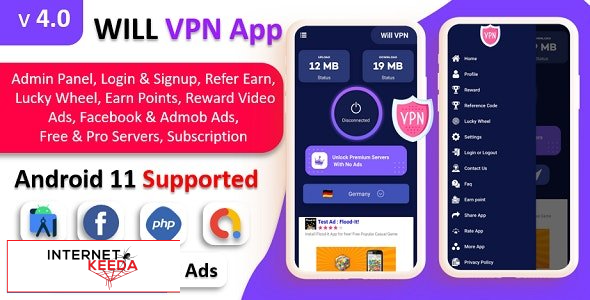 15196-WILL VPN App v4.0 - VPN App With Admin Panel | Secure VPN & Fast VPN | Refer & Earn | Reward L