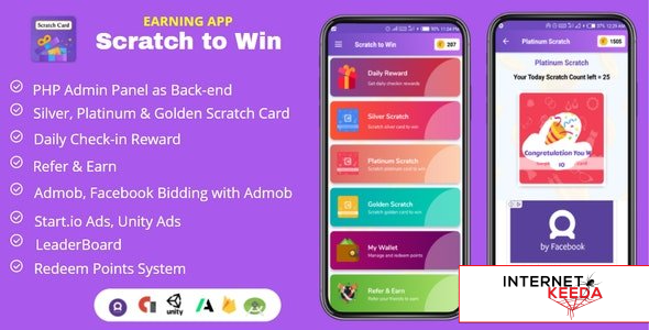 16709-Scratch to Win Android Earning App (Admob, Facebook bidding, StartApp, Unity Ads) v4.0