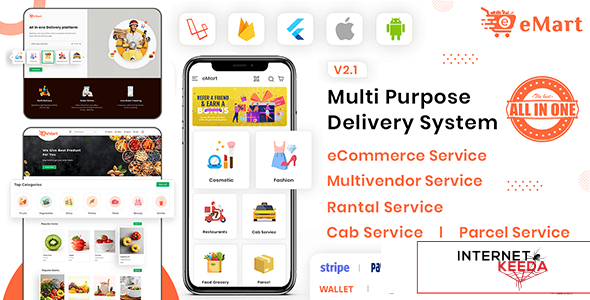 20068-eMart v4.0 - Multivendor Food, eCommerce, Parcel, Taxi booking, Car Rental App with Admin and 