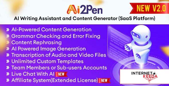 17961-Ai2Pen v2.7 – AI Writing Assistant and Content Generator (SaaS Platform) - 