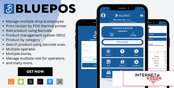 20127-BLUEPOS v1.1 - Android Mobile Point of sale (POS) With Admin Backend API