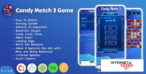 20728-Candy Match 3 Game with Earning System and Admin Panel + Landing Page v1.3.0