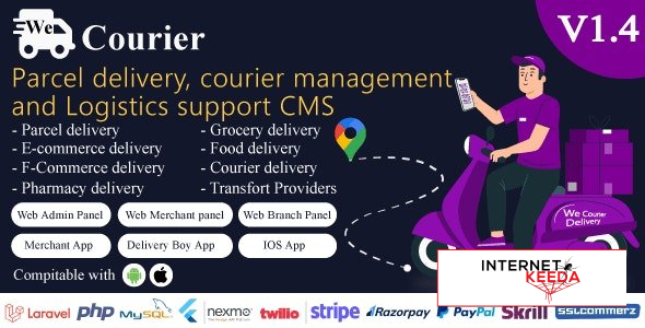 22141-We Courier v1.4 - Courier and logistics management CMS with Merchant,Delivery app