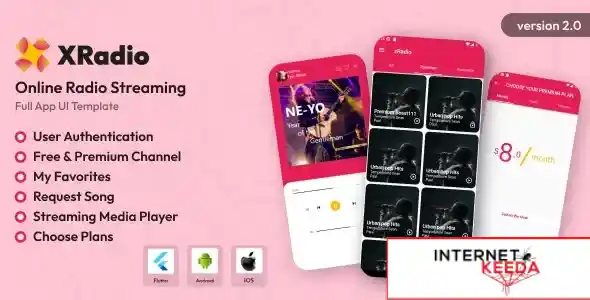 XRadio - Online Radio Streaming Flutter App UI Kit v1.0 70401