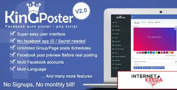 King poster - Facebook multi Group Page auto post - PHP script v1.7.9 69375