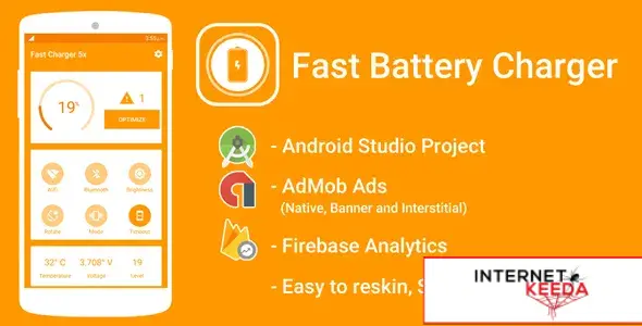 Fast Battery Charger 5x & Battery Saver with Admob Ads + Google Analytics + Firebase Integration 696