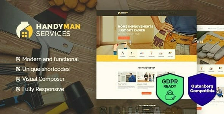 Handyman v1.4 - Construction and Repair Services Building WordPress Theme34276